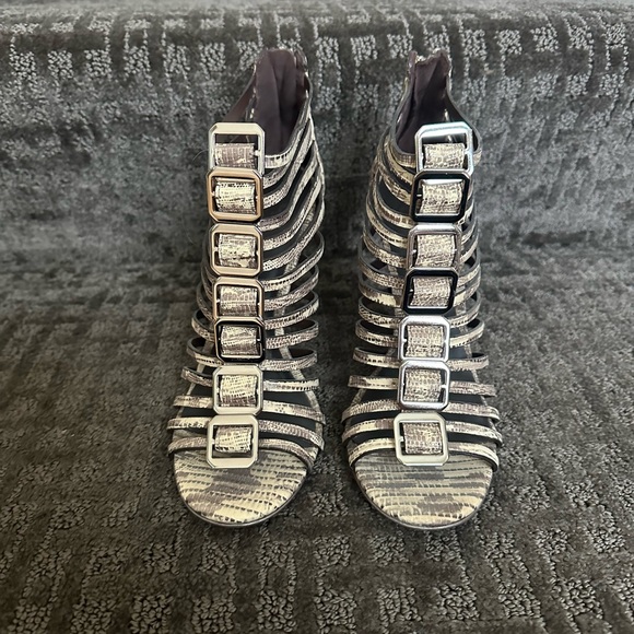 Tory Burch Embossed Leather Gladiator Heels - Picture 2 of 4